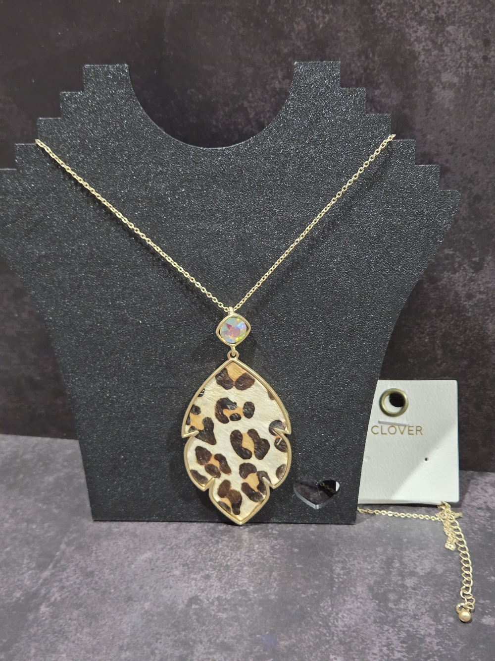 CLOVER Gold-Tone Leopard Leaf Pendant Necklace